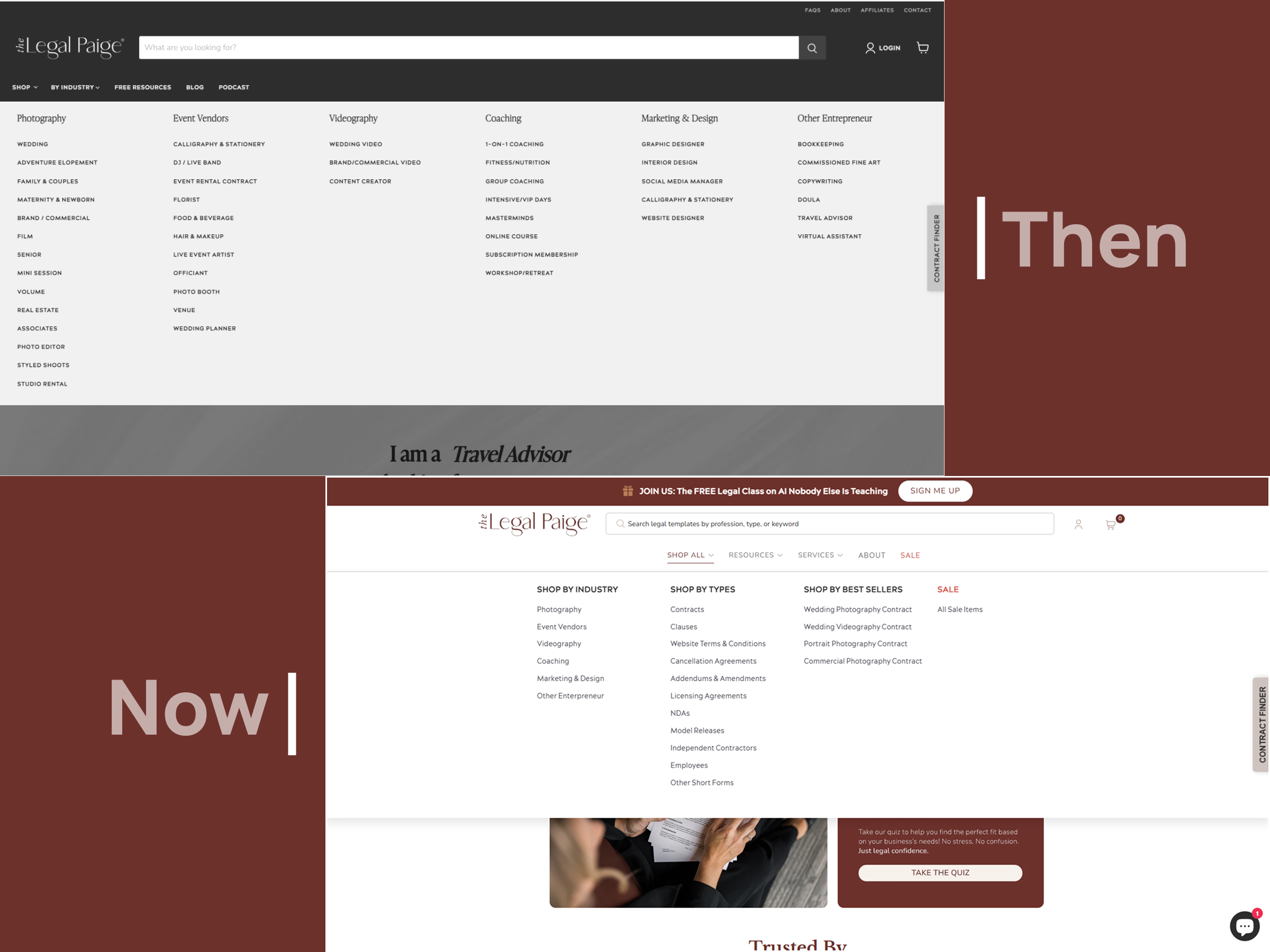 The Legal Paige — Navigation Redesign: Before & After branding navbar navigation saas ui ux webdesign