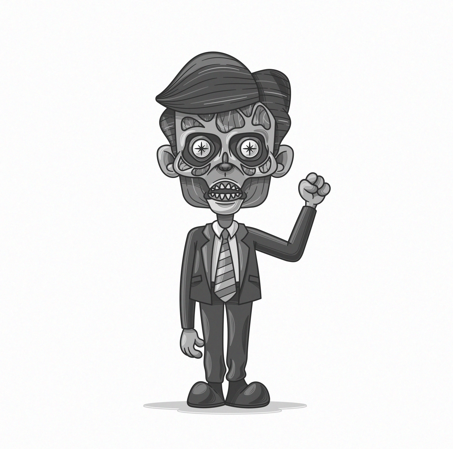 HORROR ICONS: FASCINATOR black and white caricature cartoon character creepy fascinator funny horror illustration isolated movie scary spooky they live vector white background