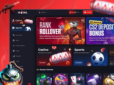 Modern Red Gaming Dashboard UI/UX bot casino case opening casino branding casino template casinoui casinowebsite cs2 cs2 cases gambling design gamblingui game ui gameinterface gamingui live casino mobile casino online casino open cases sportsui telegram telegram mini app