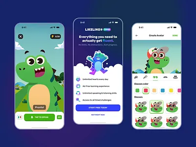 Educational App Part 4 | Inspired by Duolingo App bitepal character customization dino dinosaurs duolingo educational app finch gamification lottie manna mascot paywall rive shop ui design video call