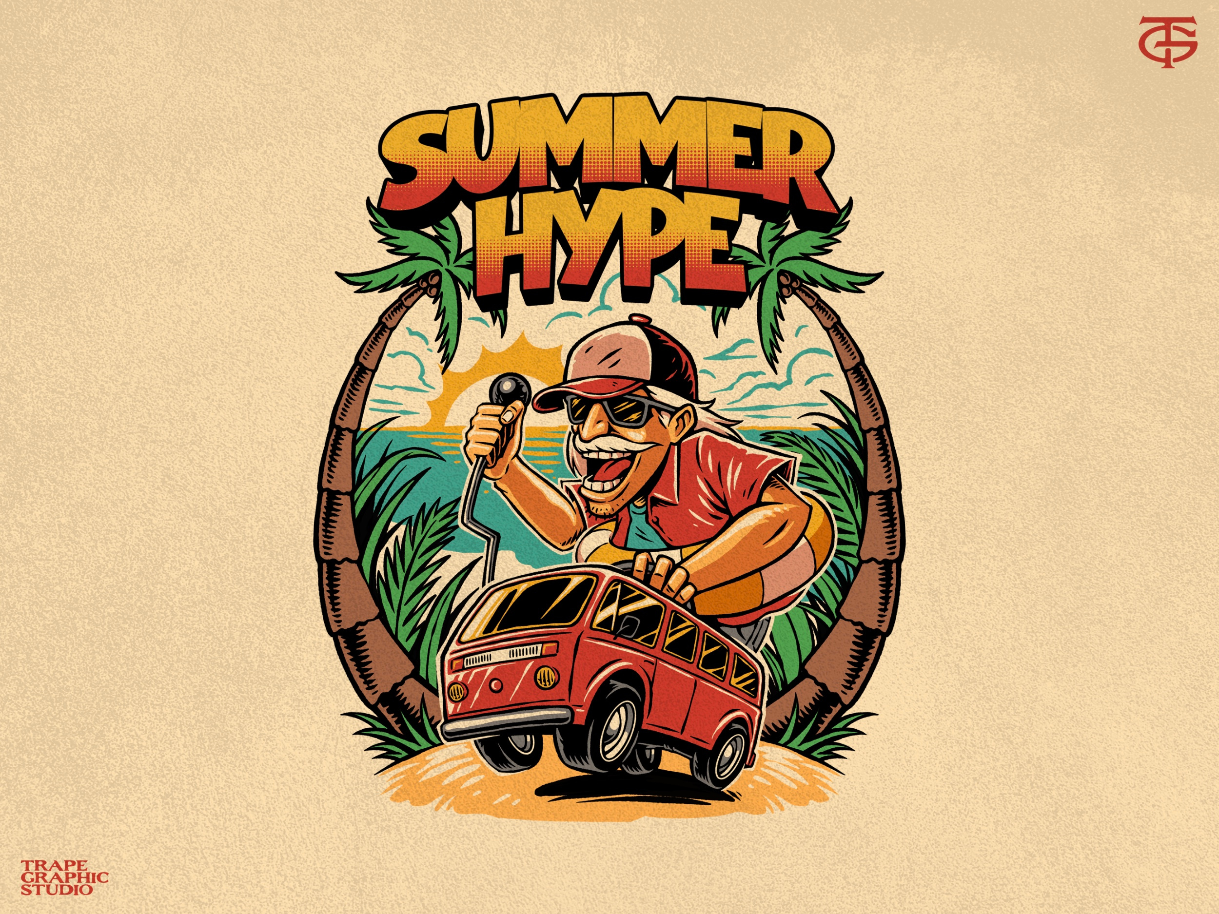 Summer Hype animation apparel beach branding clothing design graphic design illustration outdoor apparel summer summer vibes surfing tshirt design vector