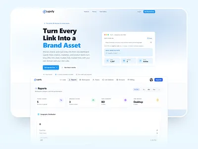 Lupofy - Link Management SaaS UI/UX Design & Development branded link link management lupofy saas saas dashboard saas landing page saas ui saas ux