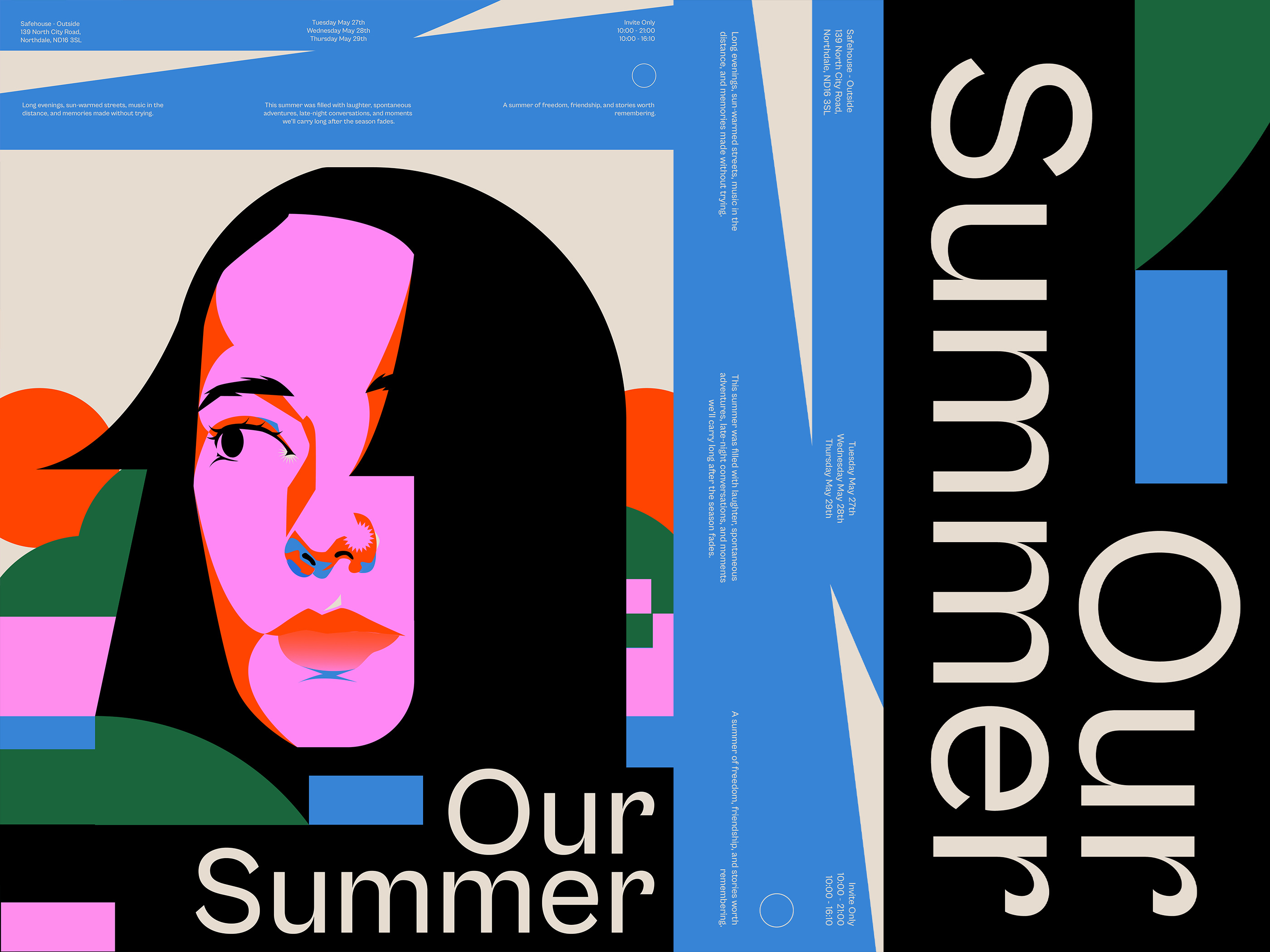 Our Summer branding composition design editorial editorial illustration everyday everyday illustration grid illustration layout poster poster illustration typography vector illustration visual identity woman woman illustration woman portrait