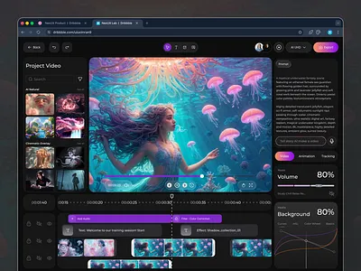AI Video Editor Dashboard ai ai dashboard ai tool crm design editing interface design moder product video ai video editor web