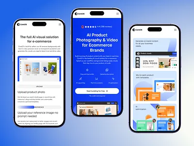 AI Product Photography for E-Commerce Mobile UI ai aiproduct availableforwork coreos dribbble ecommerce landingpage mobiledesign productdesign responsive saasdesign ui ux