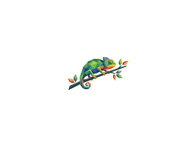 chameleon logo 3d chameleon animal branding chameleon chameleon logo chameleon logos colourful chameleon game logo gaming logo graphic design illustration logo poly color logo polygon chameleon tech logo technology logo tree animal