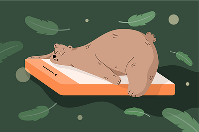 Sleeping App bear design digital illustration illustration illustration art illustrator sleepy ui