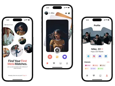 MetaMatch concept - Dating App ui