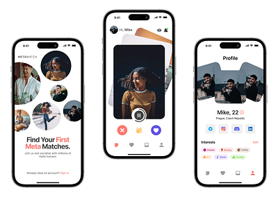 MetaMatch concept - Dating App ui