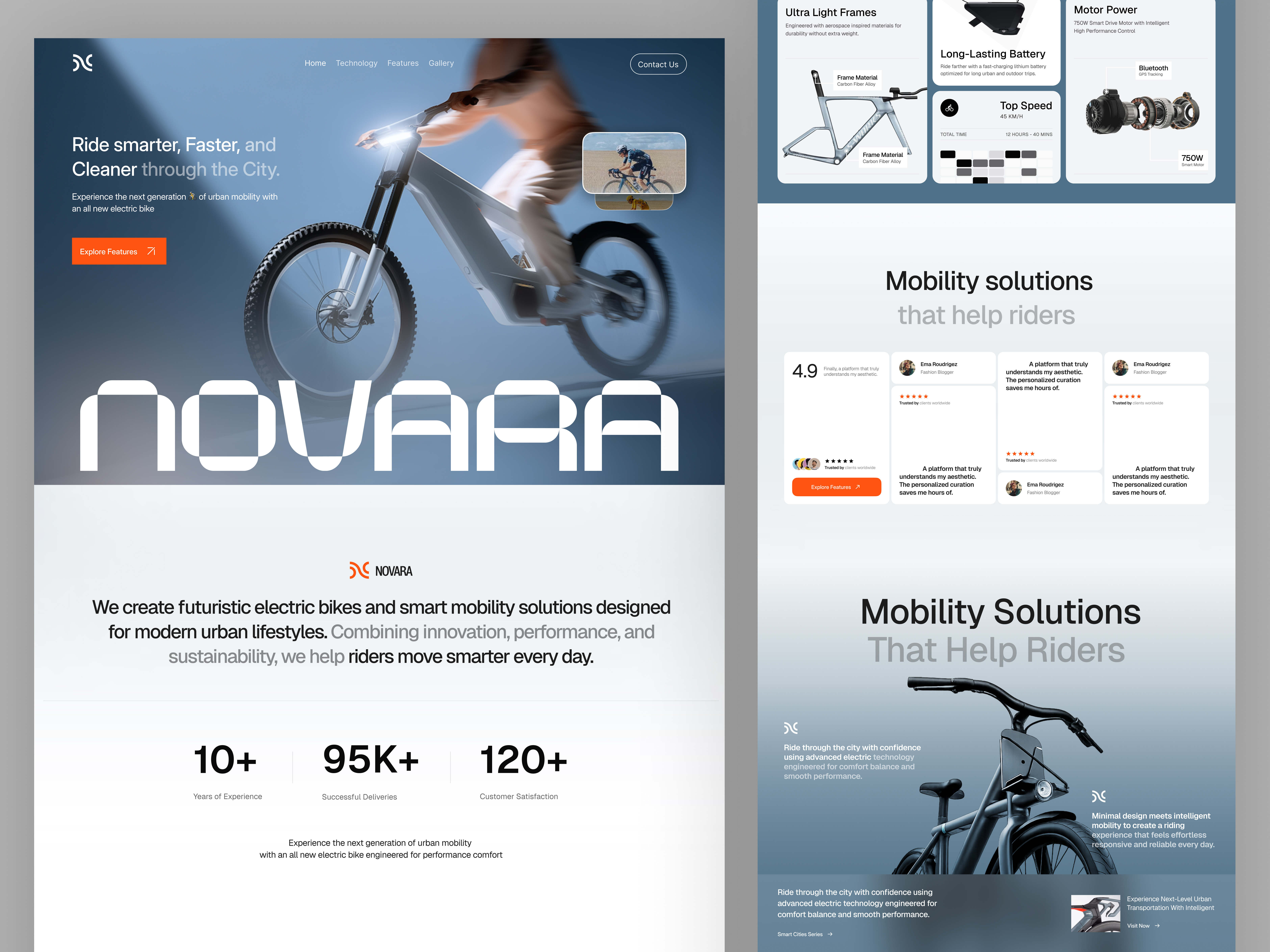 NOVARA Website | Electric Bike Landing Page UI/UX Design