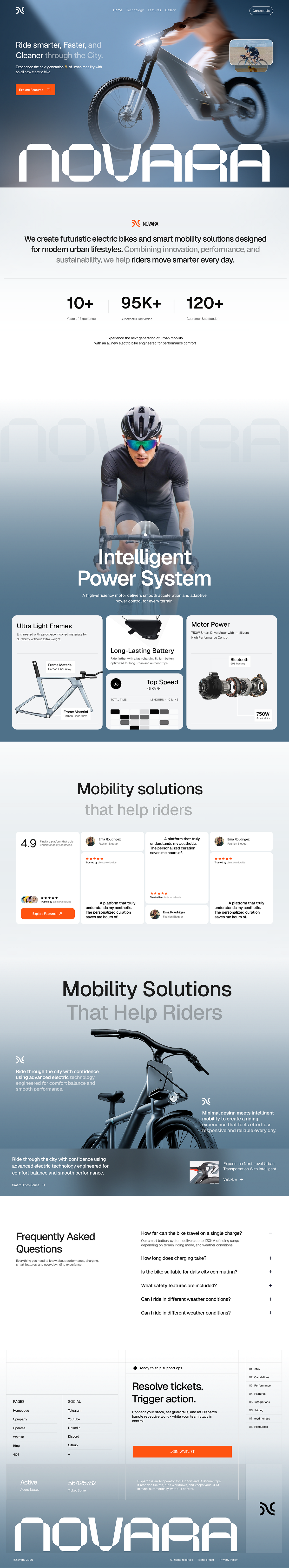 NOVARA Website | Electric Bike Landing Page UI/UX Design Image 1