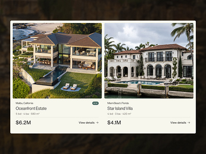 Luxury Real Estate Cards UI