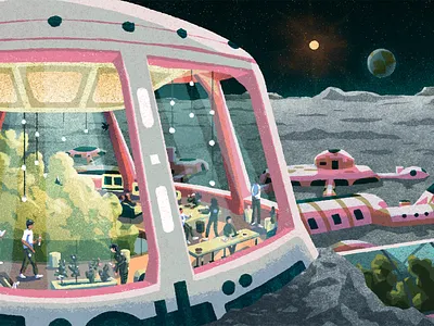 Human Experience in Zero-Gravity 🛰️ adobe brush editorialillustration grain illustration light moon muti photoshop pink planets plants space spcaeliving sun texture