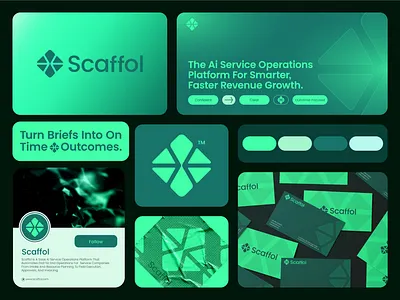 Scaffol – AI SaaS Brand Identity ai ai brand identity ai branding ai logo design brand book brand guidelines brand identity brand mark design branding corporate branding digital branding digital product branding future tech design logo logo design rebranding saas saas branding ui