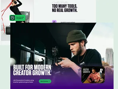 Creator Growth Website creativeplatform creator design digitalproduct interface landingpage ui uidesign uiux webdesign website