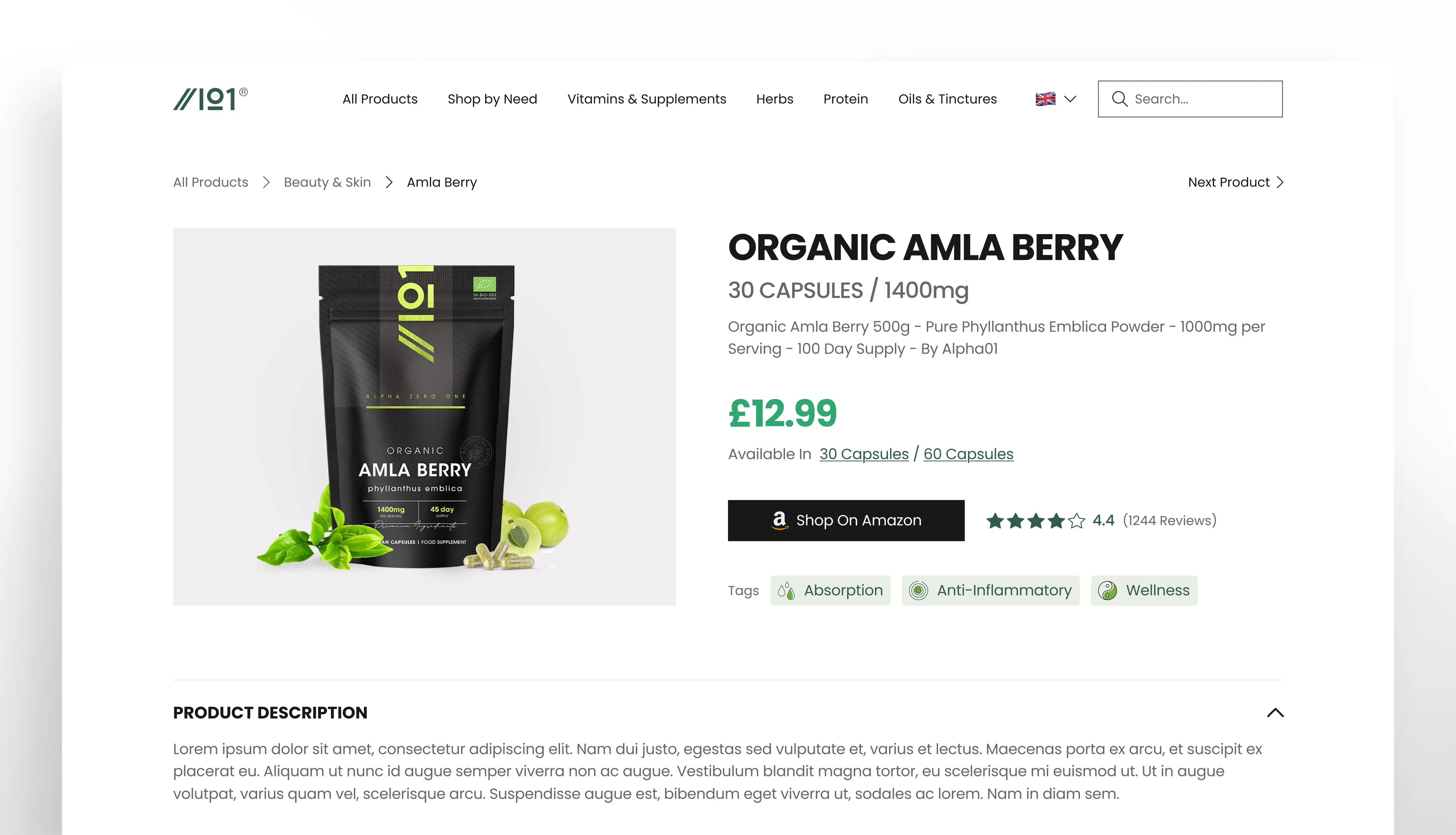 Ecommerce design for wellness brand