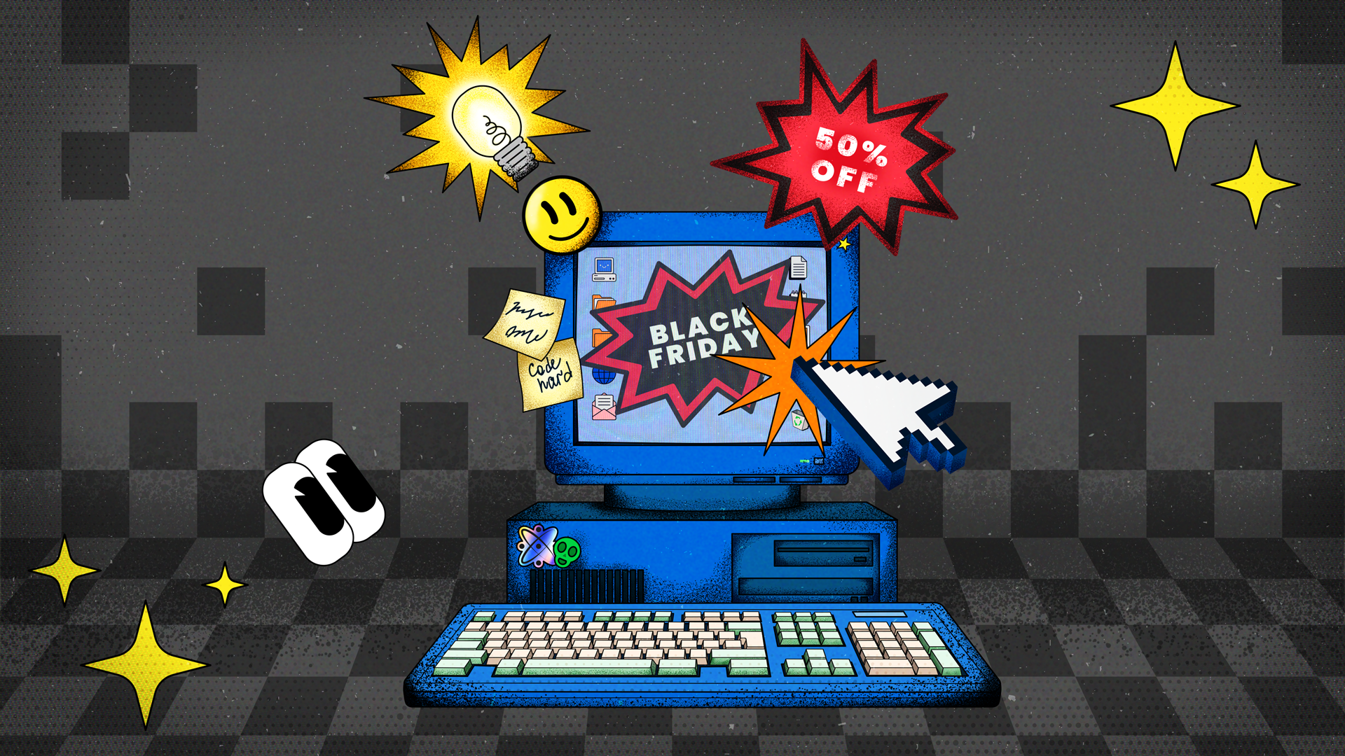 Black Friday — Retro Campaign (Concept 3) 2d animation after effects black friday branding motion design motion graphics retro animation
