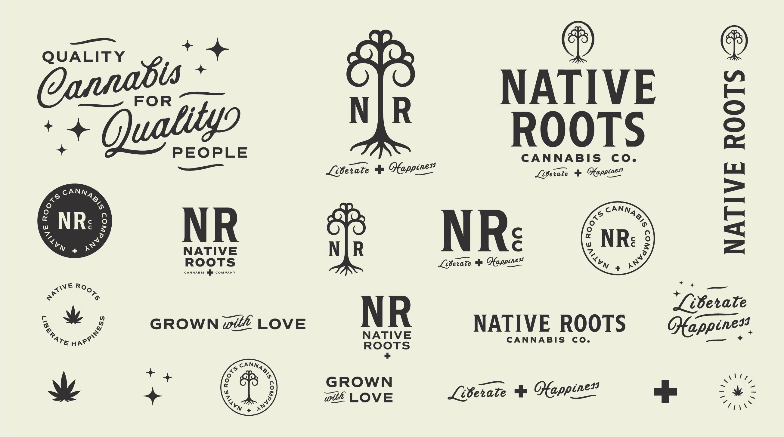 Cannabis Brand Logo Suite: Native Roots Brand Mark System brand marks brand system cannabis brand identity cannabis branding cannabis rebrand cannabis system denver designer dispensary logo logo suite logo system native roots vicarel studios visual identity system weed weed branding