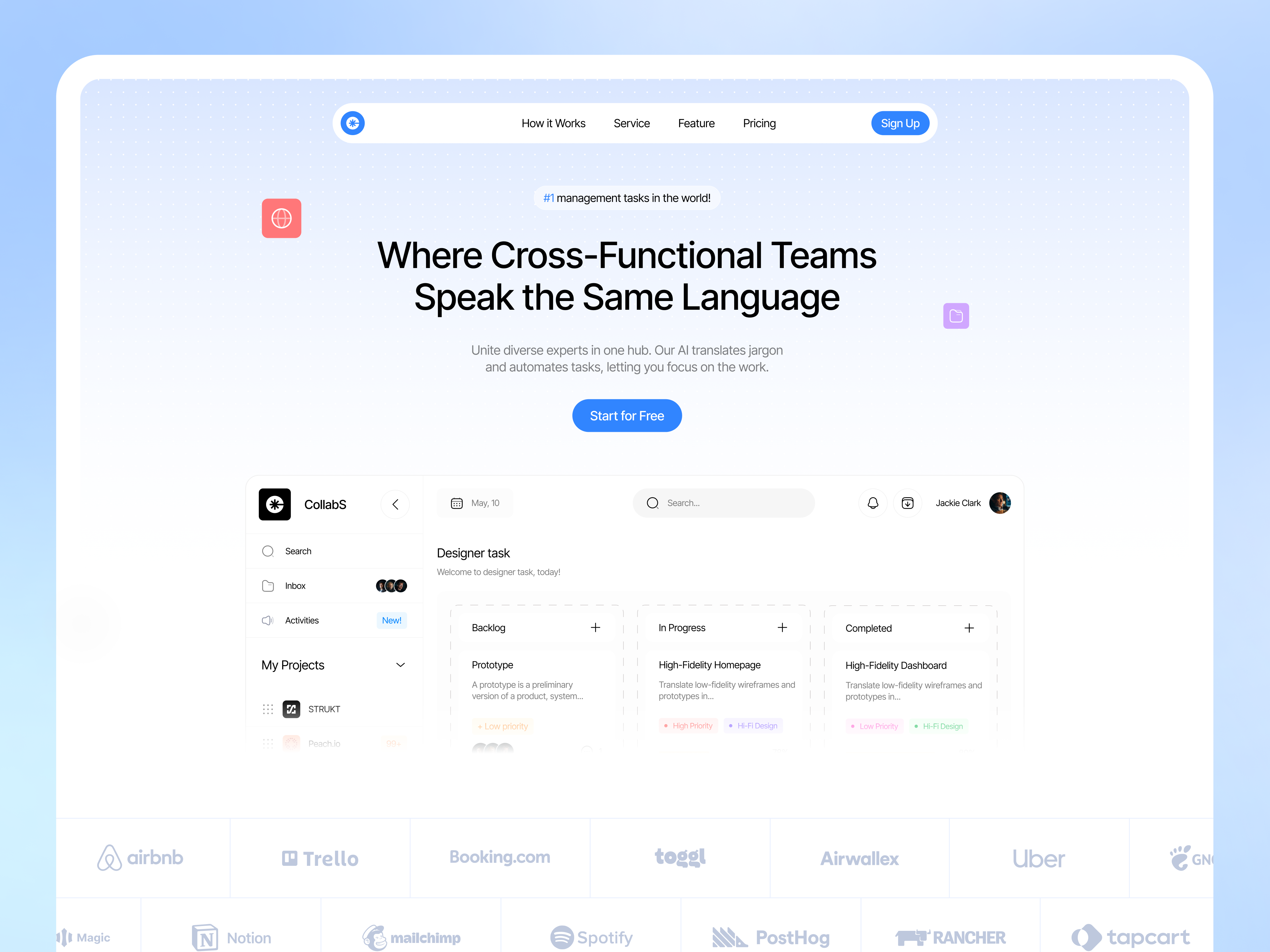 CollabS: Where Diverse Teams Speak a Shared, Productive Language ai b2b b2c bento grid clean ui crm dashboard dashboard design figma figma prototype landing page minnimalism product design project management saas system system design ui ux web design