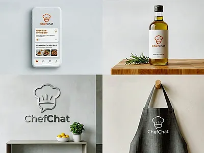 ChefChat logo design branding chat chef communication creative icon illustration logo logos modern stylist unique
