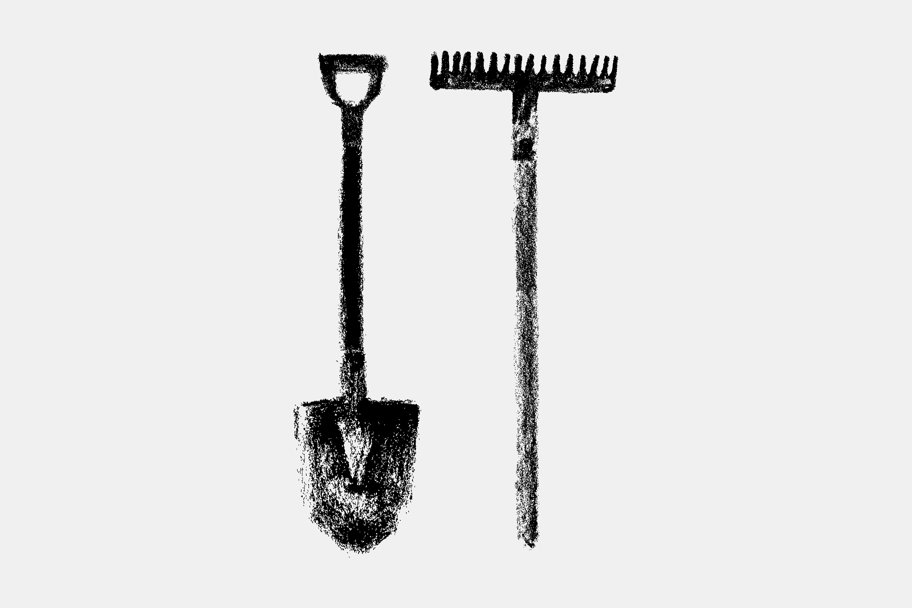 Hand-drawn illustrations — HARK & GRAAF — quiet luxury black and white branding concept craftsmanship drawing hand drawn icon icons illustration illustrations organic pencil quiet luxury rake retro shipping shovel symbol telephone vector