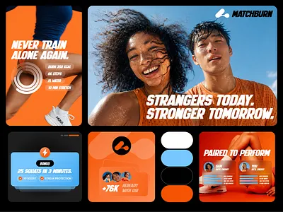 MATCHBURN branding banner branding design dribbble fitness app health healthtech landing page logo sport ui ui ux design web website wellnessapp workout workouttracker