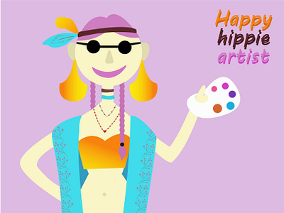 Happy hippie artist illustration vector