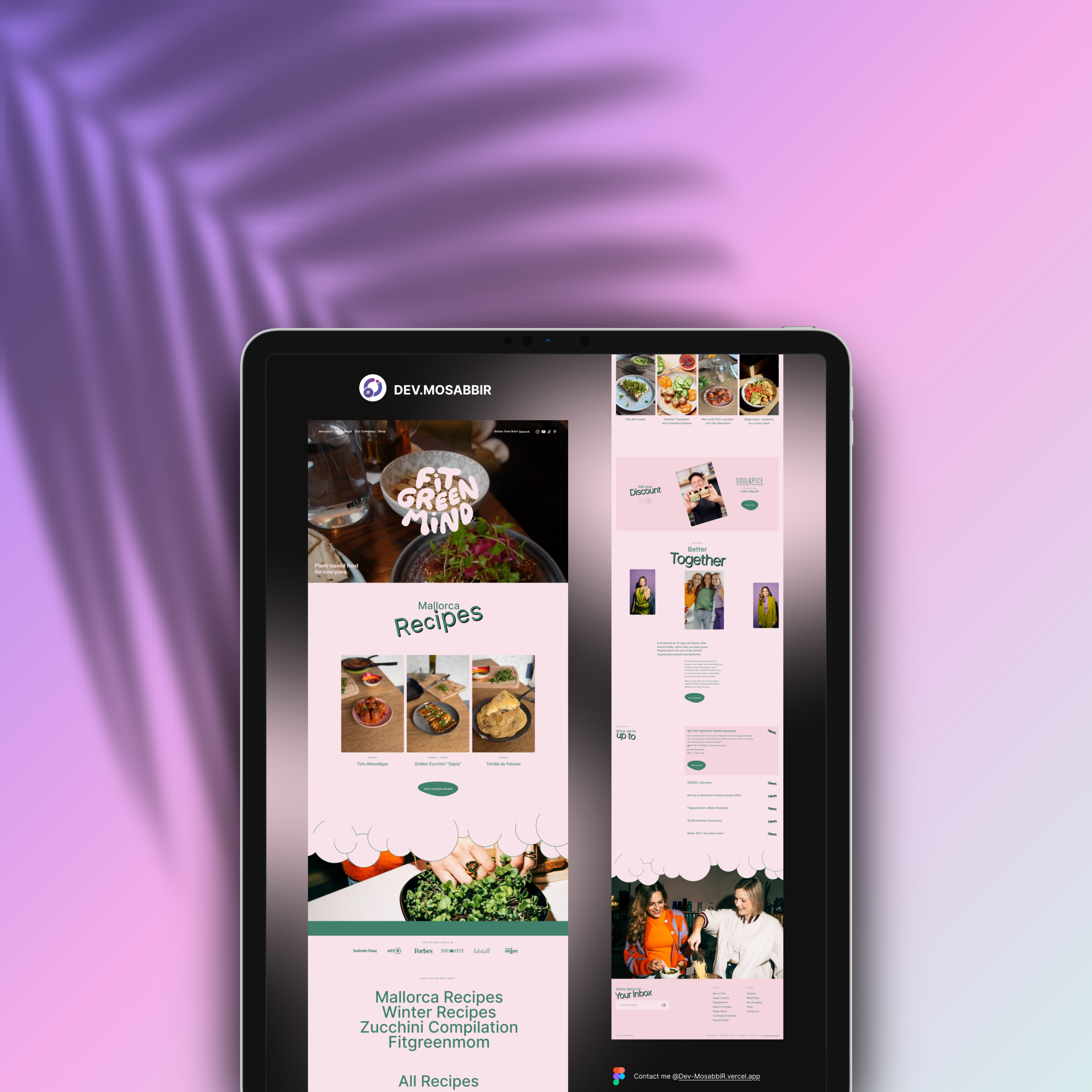 R e c i p e s mordern landing page designed by Dev.MosabbiR 3d animation branding dashboard design figma graphic design illustration logo motion graphics page ui ux