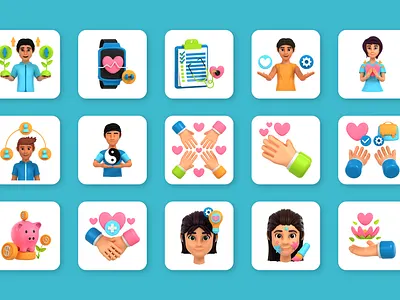 3D Well-Being 3d branding design graphic design icons illustration ui ux vector