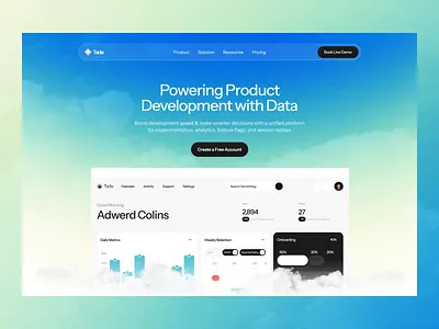 Tada - Website Animation 3d ai animation dashboard data driven graphic design landing page motion graphics product design saas ui uidesign uiux ux design web design