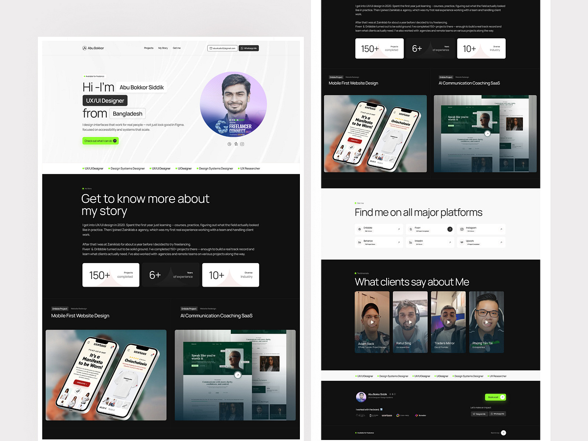 Abu Bokkor Siddik — Personal Portfolio Website UI Design