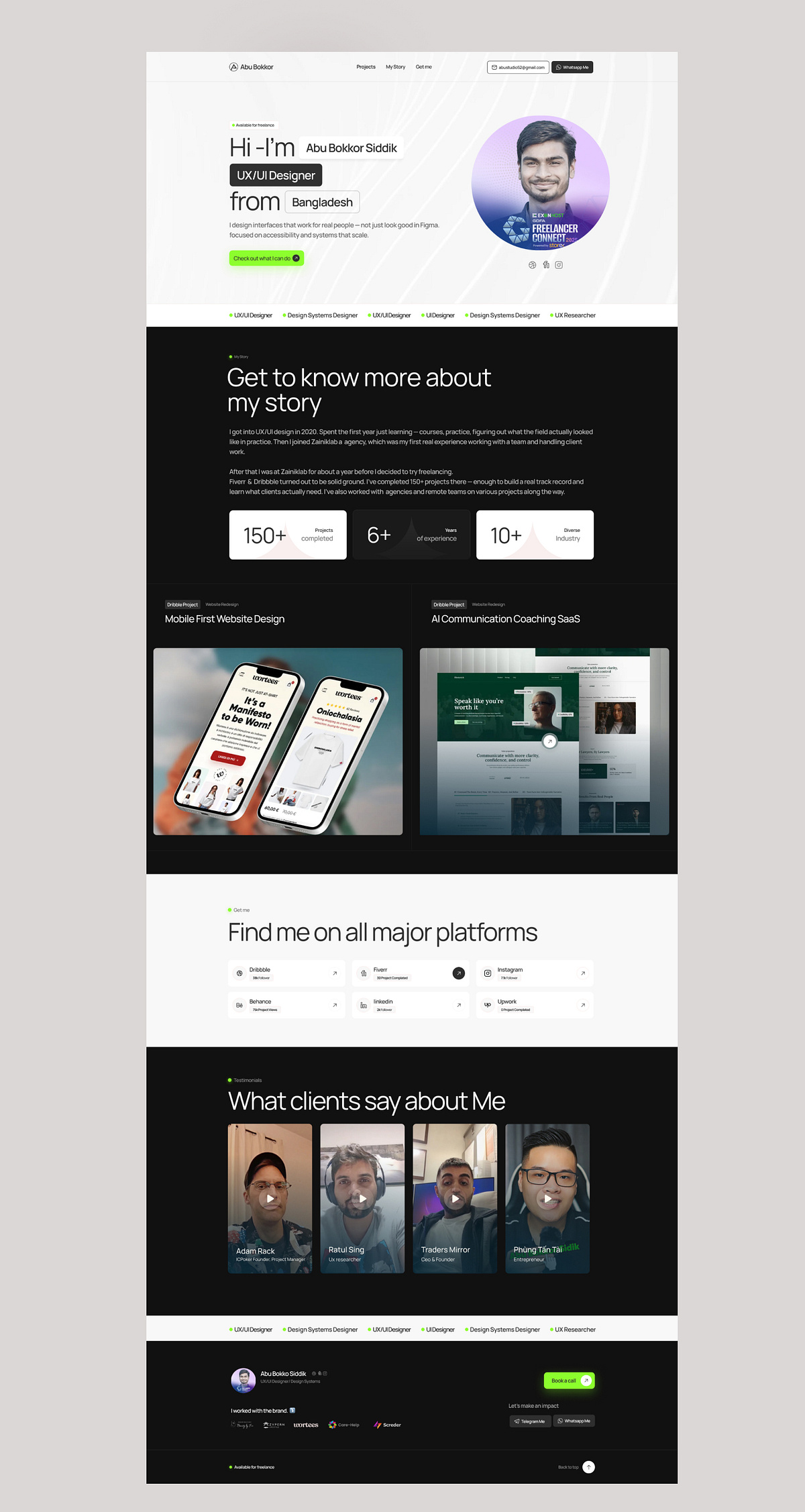 Abu Bokkor Siddik — Personal Portfolio Website UI Design Image 1