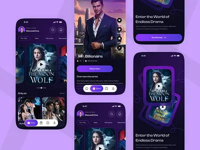 Cinematic AI Drama Streaming App ai app ai drama app design binge watching cinematic content streaming entertainment app episode mobile app movie app movie streaming netflix ui ott ott platform reel short short drama story app streaming app