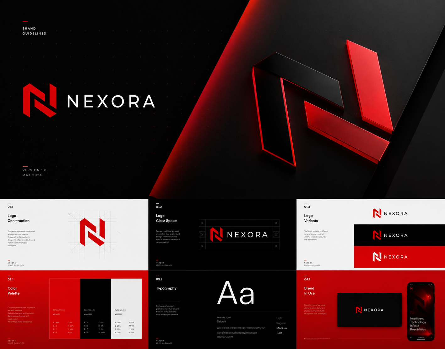 NEXORA — Tech Brand Identity, Logo & Design System brandguidelines brandidentity branding designsystem graphicdesign logo logodesign logodesigner modernlogo techbranding visualidentity