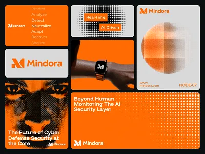 Mindora - Futuristic AI Cybersecurity Brand Identity aibranding brandidentity branding cybersecurity cybersecuritybranding digitalbranding futuristicdesign identitydesign logodesign logomark modernbranding startupbranding techbranding techlogo visualidentity