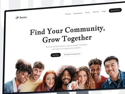 Community Platform Landing Page Design community app community platform community website hero section landing page saas website social connection social network website social platform startup landing page web web design web ui website design