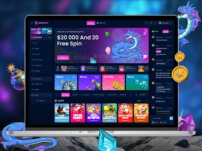 DragonBet – Modern Crypto Casino Platform UI betting ui casino casino dashboard casino interface casino ui casino website crypto betting crypto casino dark dashboard dashboard ui dragon ui gambling ui gambling website gaming ui online casino slot game ui design uiux web app design web design