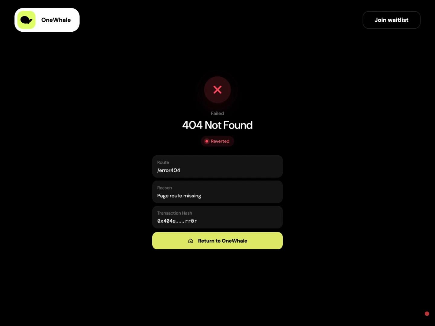 OneWhale 404 Page