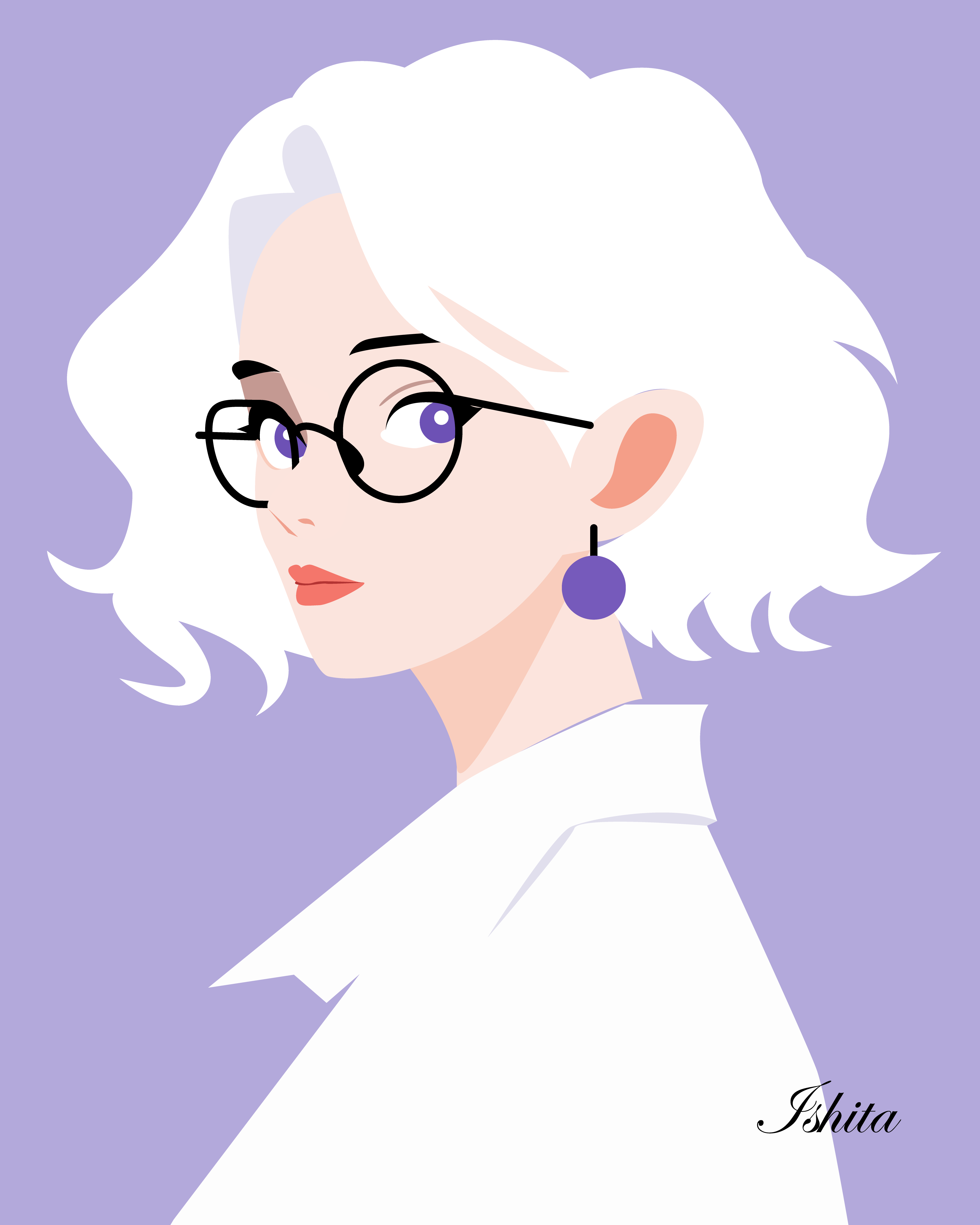 Minimalist profile with white hair design graphic design illustration minimalist vector
