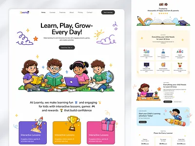 Kids Learning Platform Website Design | Educational SaaS UI creativeui design services edtech edtech design edtechdesign educational design educationalplatform educationaltechnology educationdesign educationwebsite elearning kidslearningapp landing page landingpagedesign startupdesign swan design agency ui uidesign uiux webdesign