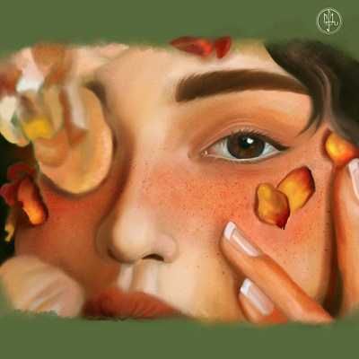 In flowers digital art illustration