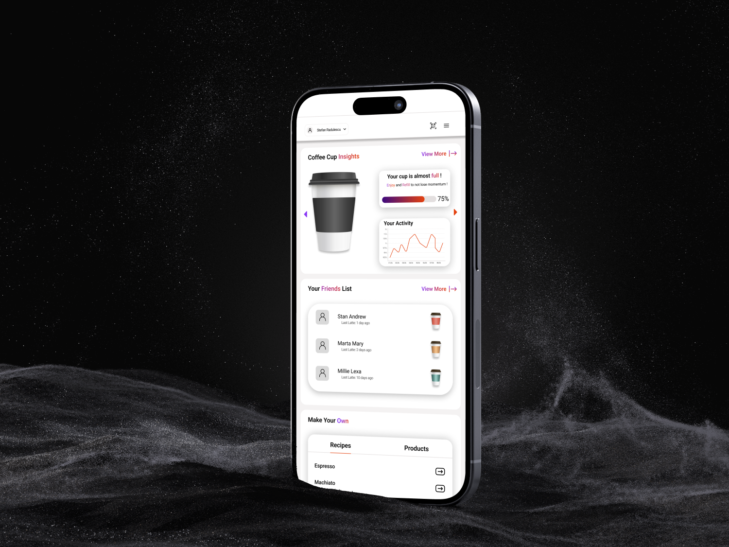 SmartCoffee App Design Main Interface