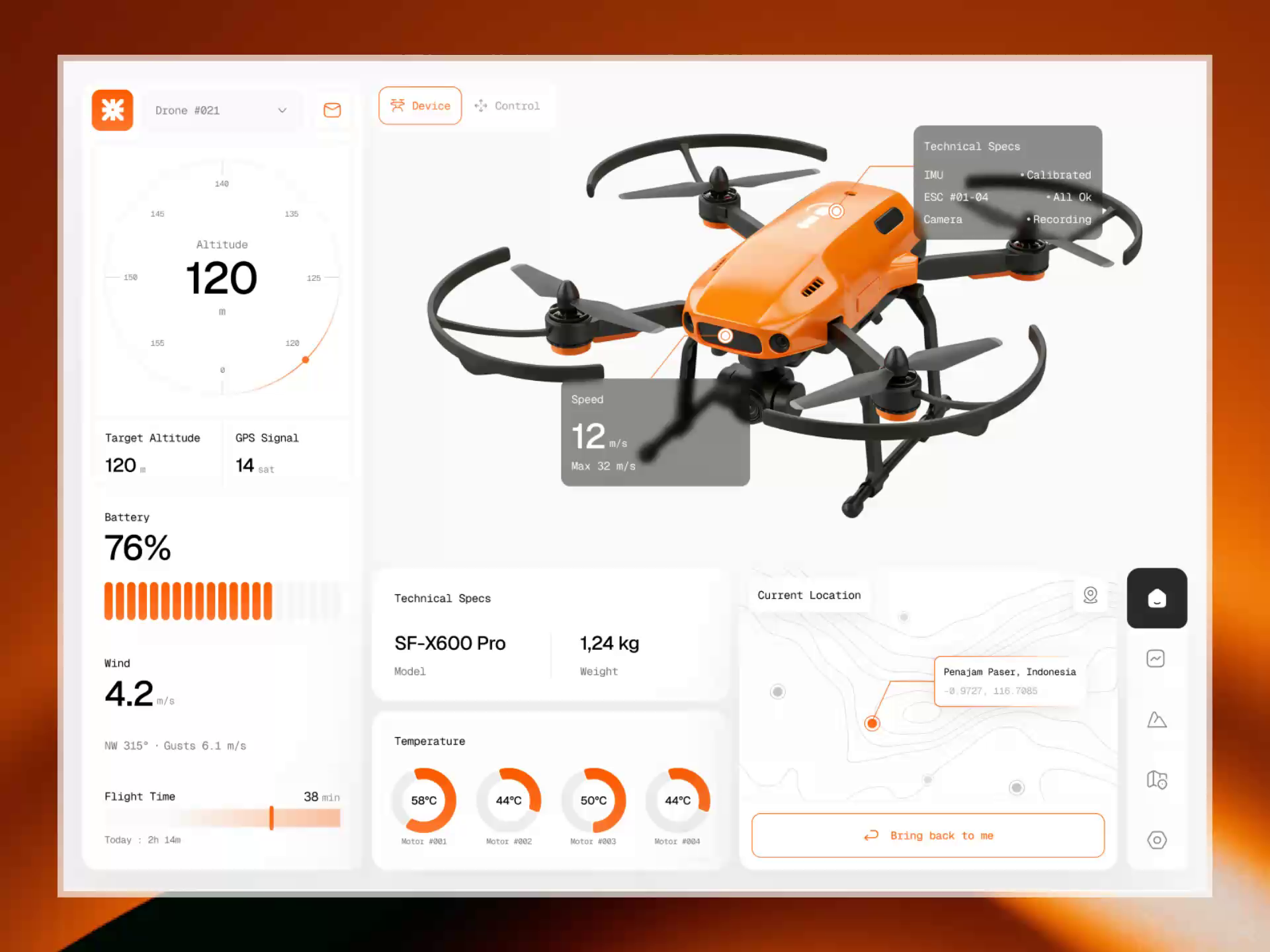 Example of Flixar Drone Dashboard UI/UX Design