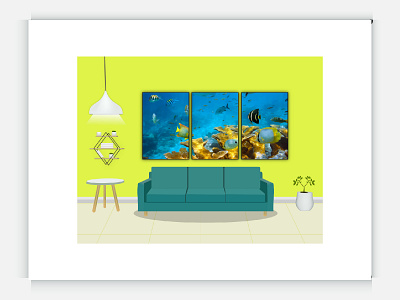 Flat-style modern living room interior illustration graphic design home page logo webdesign