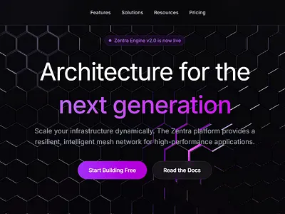 Zentra — Infrastructure Platform Landing Page 3d animation branding concept art custom design design frontend graphic design illustration landing page logo motion graphics three.js ui web design website website development