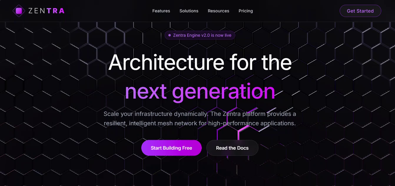 Zentra — Infrastructure Platform Landing Page