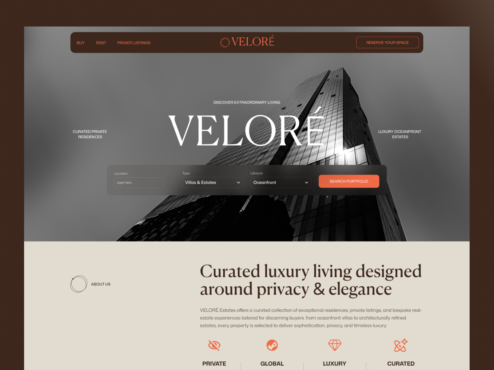 Example of VELORE — Luxury Real Estate Experience