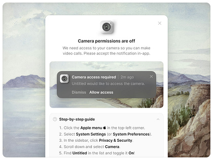 Camera permissions — Untitled UI