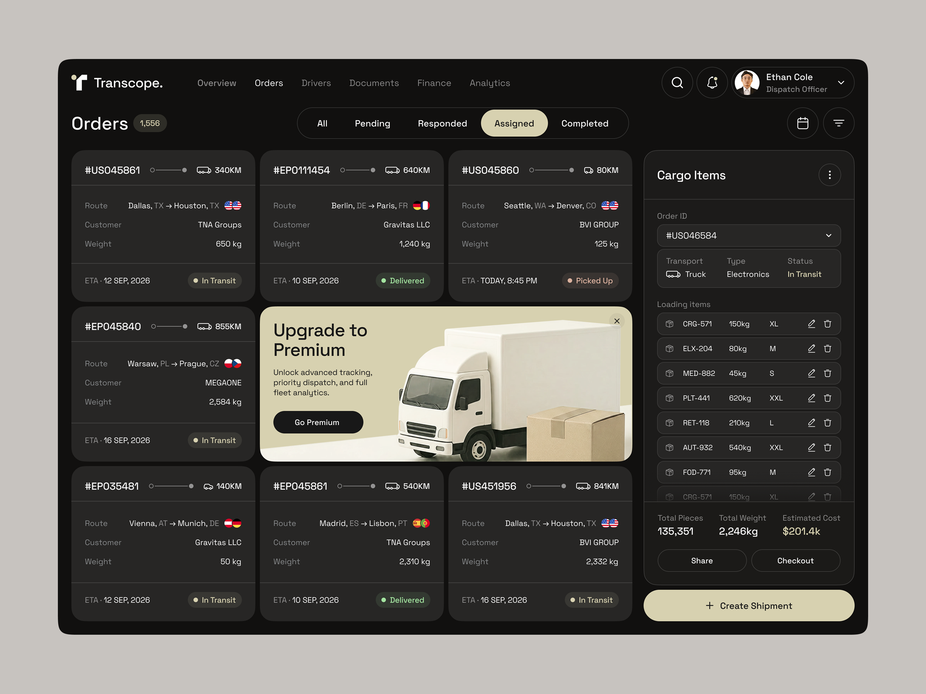 Enterprise Logistics Web Dashboard