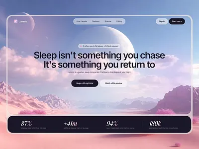 🌙 Website for Sleep Wellness App | Hyperactive branding clean ui color design hero section homepage hyperactive landing page product design sleeping app ui uiux ux web design website